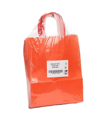 Bolsas de papel con asa rizada 24x11x32 Roja- Paquete 20 uds.