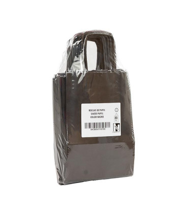 Bolsas de papel con asa rizada 18x8x24 Negro- Paquete 20 uds.