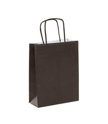Bolsas de papel con asa rizada 18x8x24 Negro- Paquete 20 uds.