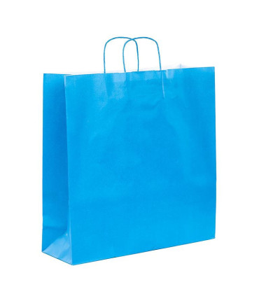 Bolsas de papel con Asa Rizada 44x15x46 Azul-a Caja 200 uds
