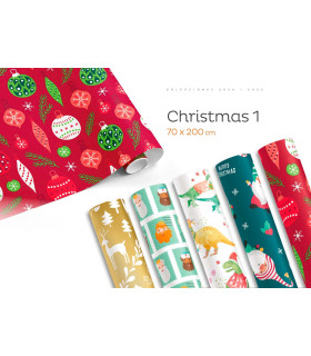 Rollo papel de regalo 70x200 cm Christmas 1- Caja 50 rollos