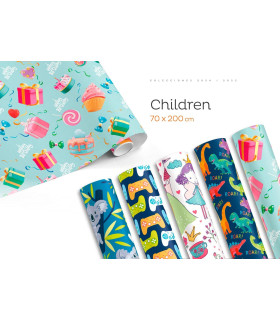 Rollo papel de regalo 70x200 cm Children- Caja 50 rollos