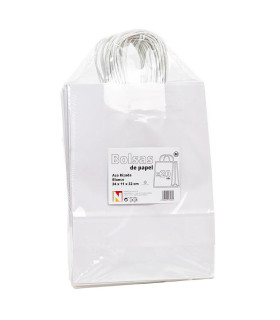 Bolsas de papel con Asa Rizada 24x11x32 blanca- Paquete 20 uds.