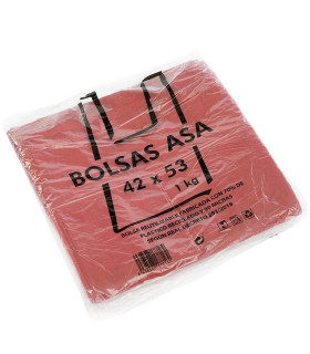 NUEVA ¡¡¡ Kilos Bolsa Camiseta 50 my 70% reciclado 42x53 burdeos pantone 202 C - UV: Paq 1 Kg - Caja 20 paq - Palet 36 cajas *