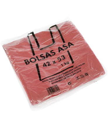 NUEVA ¡¡¡ Kilos Bolsa Camiseta 50 my 70% reciclado 42x53 burdeos pantone 202 C - UV: Paq 1 Kg - Caja 20 paq - Palet 36 cajas *