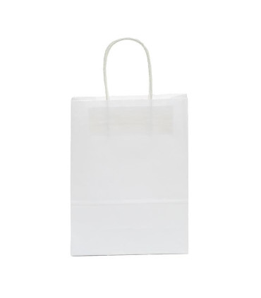 Bolsa de papel Asa Rizada 18x8x24 Blanca - Caja 400 uds