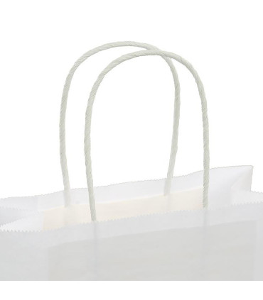 Bolsa de papel Asa Rizada 18x8x24 Blanca - Caja 400 uds