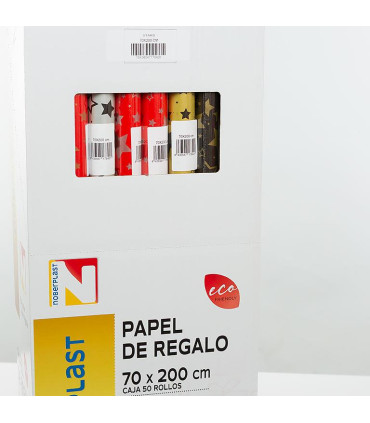 Rollo papel de regalo 70x200 cm Stars -  Caja 50 rollos