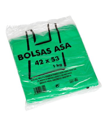 Kilos Camiseta 42x53 70% reciclado 50 micras verde Block B.P. - Paq 1 Kg