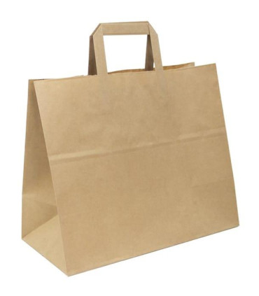 Bolsas de papel con Asa plana 26x17x26 Kraft -Caja 250 uds