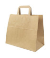 Bolsa de papel con asa plana  28x16x32 Kraft reciclado - Caja 250 uds