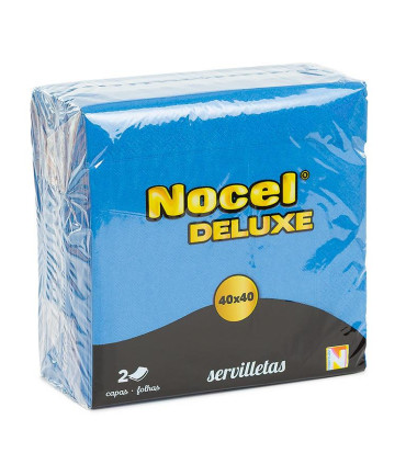 Servilleta 40x40 2C Azul claro "Nocel DELUXE" - UV: Caja 24 paq de 50 uds - Palet 24 cajas *