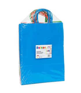 Bolsas asa rizada colores surtidos 32x12x41 - Paq 20 uds.