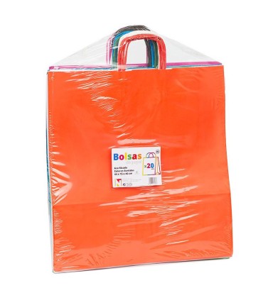 Bolsas asa rizada colores surtidos 44x15x46 - Paq 20 uds.