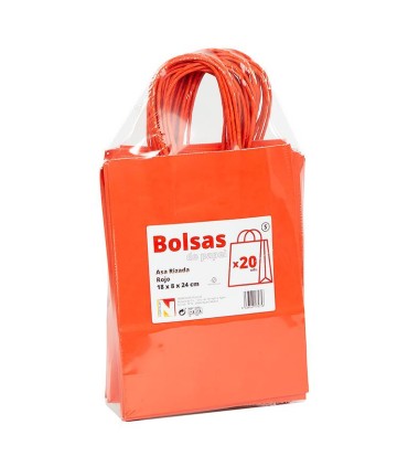 Bolsas asa rizada Roja 18x8x24 - Paq 20 uds