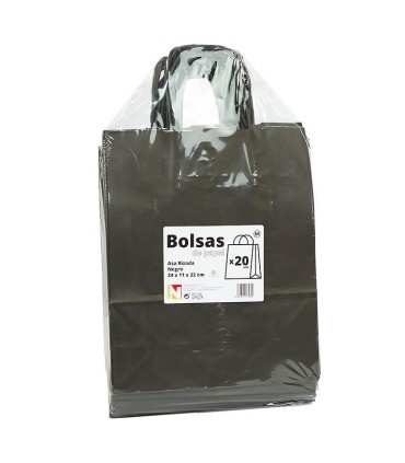 Bolsas asa rizada Negra 24x11x32 - Paq 20 uds