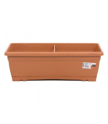 Jardineras balcón+ platos 52x19,5x17,5 cm. Terracota. 6 uds.